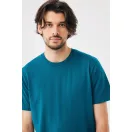 Tricou la baza gatului cu maneca scurta, iqoniq, 2610E15942, Unisex, Bumbac, Albastru Dark Teal, XXS