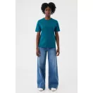 Tricou la baza gatului cu maneca scurta, iqoniq, 2610E15942, Unisex, Bumbac, Albastru Dark Teal, XXS