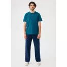 Tricou la baza gatului cu maneca scurta, iqoniq, 2610E15943, Unisex, Bumbac, Albastru Dark Teal, 3XL