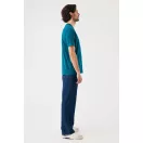 Tricou la baza gatului cu maneca scurta, iqoniq, 2610E15943, Unisex, Bumbac, Albastru Dark Teal, 3XL