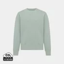 Bluza cu maneca lunga, la baza gatului, Casual, Unisex, iqoniq, 2410E21394, Bumbac, Verde ice, S