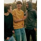 Bluza cu maneca lunga, la baza gatului, Casual, Unisex, iqoniq, 2410E21312, Bumbac, Negru, XXS