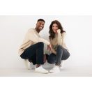 Bluza cu maneca lunga, la baza gatului, Casual, Unisex, iqoniq, 2410E21344, Bumbac, Crem dessert, XXS