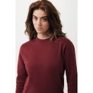 Bluza cu maneca lunga, la baza gatului, Casual, Unisex, iqoniq, 2410E21320, Bumbac, Rosu burgundy, XXS