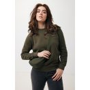 Bluza cu maneca lunga, la baza gatului, Casual, Unisex, iqoniq, 2410E21369, Bumbac, Kaki, XXS