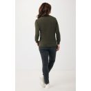 Bluza cu maneca lunga, la baza gatului, Casual, Unisex, iqoniq, 2410E21369, Bumbac, Kaki, XXS