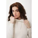 Hanorac cu gluga, casual, Unisex, iqoniq, 2410E18365, Bumbac, Crem, XXS