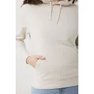Hanorac cu gluga, casual, Unisex, iqoniq, 2410E18365, Bumbac, Crem, XXS