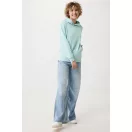 Hanorac cu gluga, Unisex, 2502E10234, iqoniq, Bumbac, Albastru mint, L