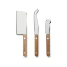 Set platou servire si 3 cutite de branzeturi, Vinga, 2610E19146, Fara maner, 28x20x2 cm, Lemn, Otel inoxidabil, Maro