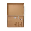 Set platou servire si 3 cutite de branzeturi, Vinga, 2610E19146, Fara maner, 28x20x2 cm, Lemn, Otel inoxidabil, Maro
