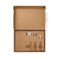   Set platou servire si 3 cutite de branzeturi, Vinga, 2610E19146, Fara maner, 28x20x2 cm, Lemn, Otel inoxidabil, Maro