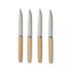   Set 4 cutite de carne, 2401E16671, Vinga, 22x1.5x1.5 cm, Otel, Lemn, Argintiu