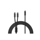 Cablu de incarcare, Vinga, 2610E17678, 100 W, 120x1x1 cm, Plastic, Silicon, Negru