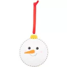 Ornament pentru bradul de Craciun in forma de om de zapada, 2401E17926, Everestus, 77x92x3 mm, Lemn, Alb
