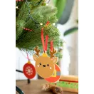 Ornament pentru bradul de Craciun in forma de ren, 2401E17922, Everestus, 90x98x3 mm, Lemn, Maro
