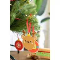   Ornament pentru bradul de Craciun in forma de ren, 2401E17922, Everestus, 90x98x3 mm, Lemn, Maro