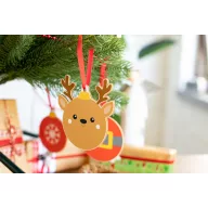   Ornament pentru bradul de Craciun in forma de ren, 2401E17922, Everestus, 90x98x3 mm, Lemn, Maro