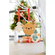   Ornament pentru bradul de Craciun in forma de ren, 2401E17922, Everestus, 90x98x3 mm, Lemn, Maro
