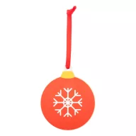   Ornament pentru bradul de Craciun in forma de fulg de zxapada, 2401E17925, Everestus, 77x92x3 mm, Lemn, Rosu