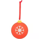 Ornament pentru bradul de Craciun in forma de fulg de zxapada, 2401E17925, Everestus, 77x92x3 mm, Lemn, Rosu