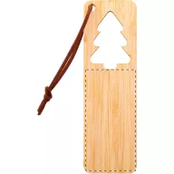   Semn de carte cu design de Craciun, 2401E18146, Everestus, 40x130x2 mm, Bambus, Piele ecologica, Natur