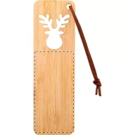   Semn de carte cu design de Craciun, 2401E18147, Everestus, 40x130x2 mm, Bambus, Piele ecologica, Natur