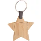 Breloc cu design de Craciun in forma de stea, 2401E17116, Everestus, 55x50x3 mm, Bambus, Metal, Natur