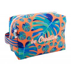   CreaBeauty Carry custom cosmetic bag, 600D recycled PET polyester, white, 200×140×85 mm