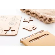   Set de colorat cu design de Craciun, 2410E22028, Everestus, 135 x 135 x 3 mm, Lemn, Natur