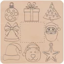 Set de colorat cu design de Craciun, 2410E22028, Everestus, 135 x 135 x 3 mm, Lemn, Natur