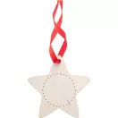 Ornament Craciun in forma de stea, 2401E18127, Everestus, 80x80x3 mm, Lemn, Natur, Rosu