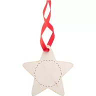   Ornament Craciun in forma de stea, 2401E18127, Everestus, 80x80x3 mm, Lemn, Natur, Rosu