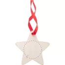 Ornament Craciun in forma de stea, 2401E18127, Everestus, 80x80x3 mm, Lemn, Natur, Rosu