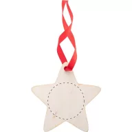   Ornament Craciun in forma de stea, 2401E18127, Everestus, 80x80x3 mm, Lemn, Natur, Rosu