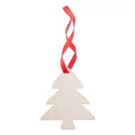  Ornament Craciun in forma de bradut, 2401E18128, Everestus, 80x70x3 mm, Lemn, Natur, Rosu