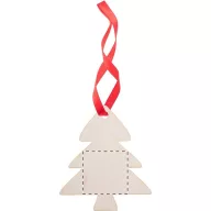   Ornament Craciun in forma de bradut, 2401E18128, Everestus, 80x70x3 mm, Lemn, Natur, Rosu