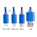 Usb charger cable, 170 mm, Everestus, 20FEB4652, Aluminiu, Albastru