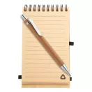 Agenda A6 cu spirala si pix, 100×150×16 mm, Everestus, 20FEB10351, Bambus, Natur
