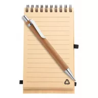   Agenda A6 cu spirala si pix, 100×150×16 mm, Everestus, 20FEB10351, Bambus, Natur
