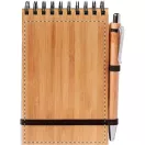 Agenda A6 cu spirala si pix, 100×150×16 mm, Everestus, 20FEB10351, Bambus, Natur