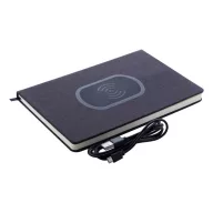   Agenda A5 cu incarcator wireless, 145×215×18 mm, Everestus, 20FEB10213, 300D Poliester, Negru