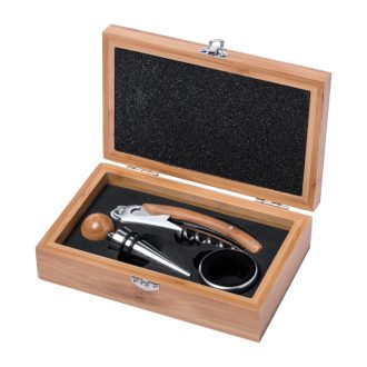   Set 3 accesorii vin in cutie, 160×100×45 mm, Everestus, 20FEB17224, Bambus, Natur