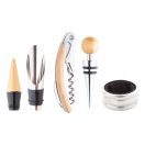 Set 4 accesorii vin in cutie, 360×118×110 mm, Everestus, 20FEB17199, Bambus, Natur