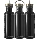 Sticla sport, 800 ml, ø72×242 mm, Everestus, 20FEB8486, Otel inoxidabil, Bambus, Negru