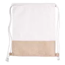 Saculet cu snur tip rucsac, 340×430 mm, Everestus, 20FEB5642, Iuta, Bumbac, Alb, Natur