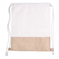   Saculet cu snur tip rucsac, 340×430 mm, Everestus, 20FEB5642, Iuta, Bumbac, Alb, Natur