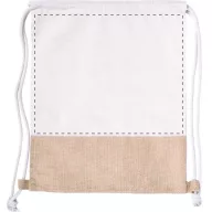   Saculet cu snur tip rucsac, 340×430 mm, Everestus, 20FEB5642, Iuta, Bumbac, Alb, Natur