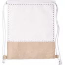 Saculet cu snur tip rucsac, 340×430 mm, Everestus, 20FEB5642, Iuta, Bumbac, Alb, Natur