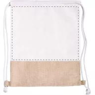  Saculet cu snur tip rucsac, 340×430 mm, Everestus, 20FEB5642, Iuta, Bumbac, Alb, Natur